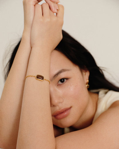 Sweet Earth Brown Jade Bracelet - Gold