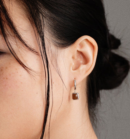 Sweet Earth Brown Jade Earrings - Silver