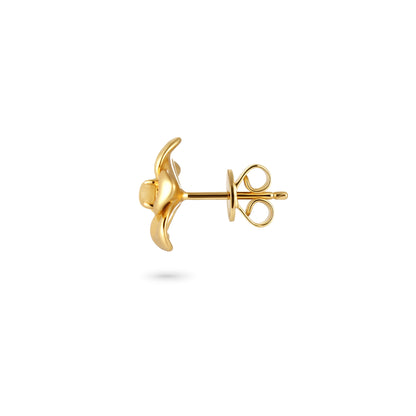 Fragrant Plumeria Amber Earrings - Gold
