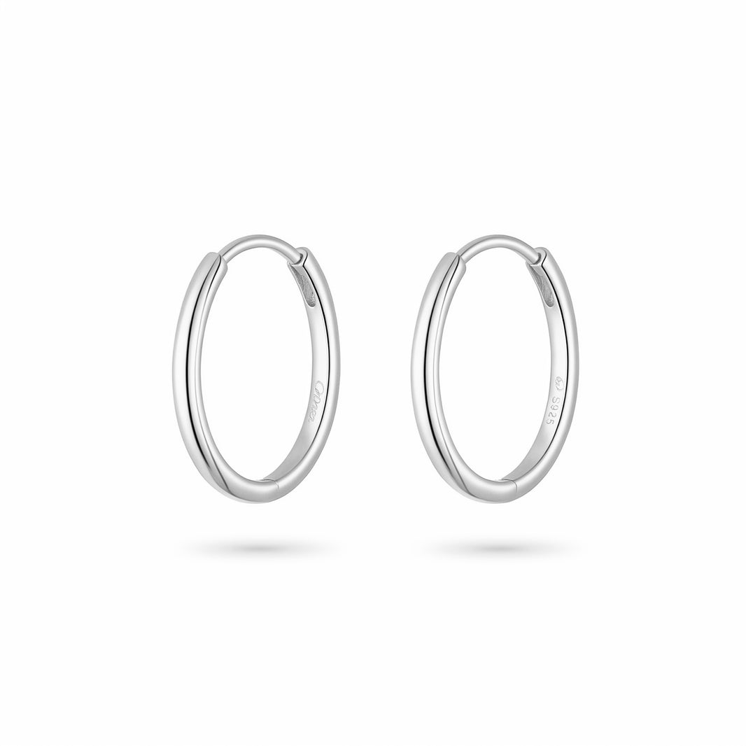 Oval Hoop Earrings - Silver