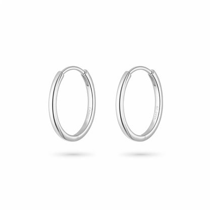 Oval Hoop Earrings - Silver
