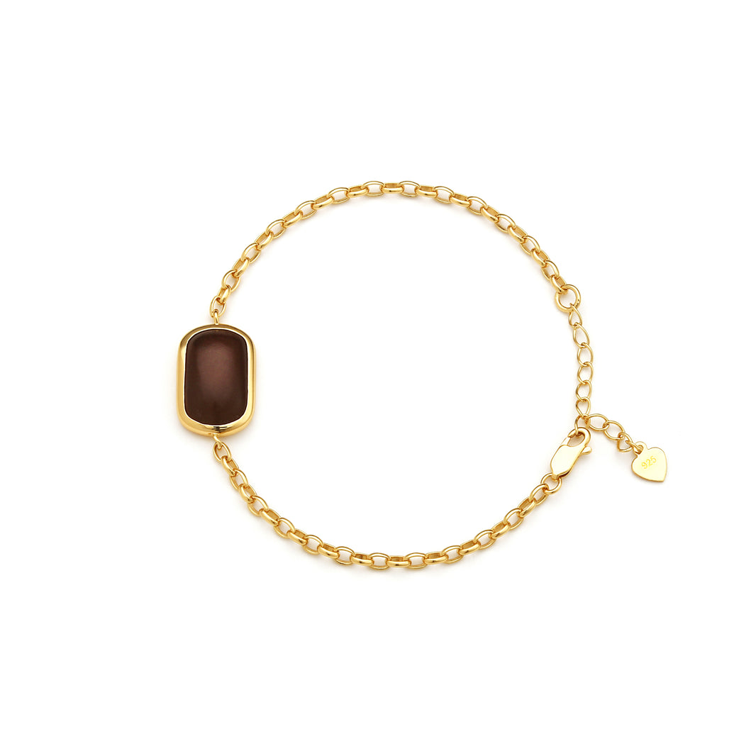 Sweet Earth Brown Jade Bracelet - Gold