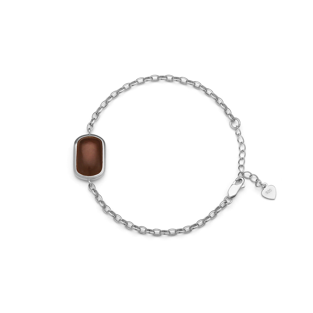 Sweet Earth Brown Jade Bracelet - Silver