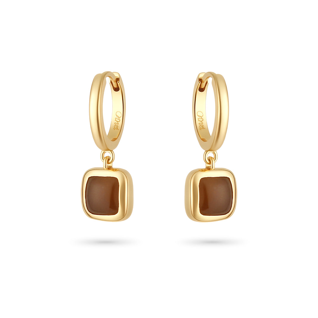 Sweet Earth Brown Jade Earrings - Gold