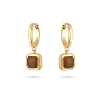 Sweet Earth Brown Jade Earrings - Gold
