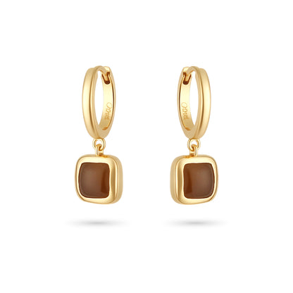 Sweet Earth Brown Jade Earrings - Gold