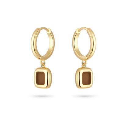 Sweet Earth Brown Jade Earrings - Gold