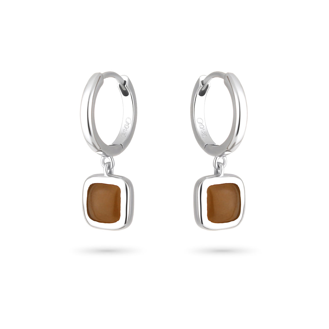Sweet Earth Brown Jade Earrings - Silver