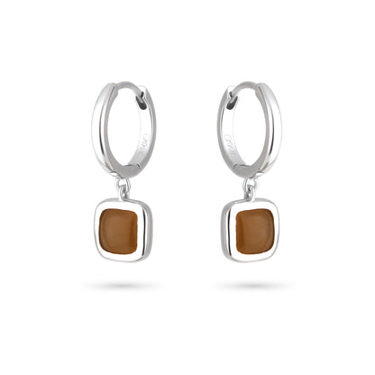 Sweet Earth Brown Jade Earrings - Silver