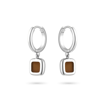 Sweet Earth Brown Jade Earrings - Silver